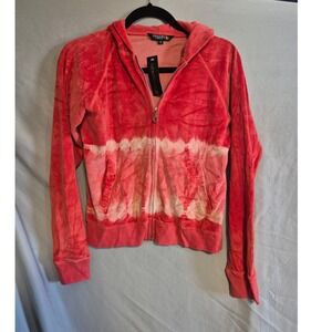 Chaudry KS Sports Velour Full Zip Hoodie‎ Red Tie Dye Womens